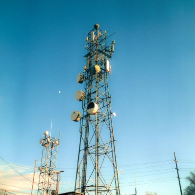 Utility Towers at dusk