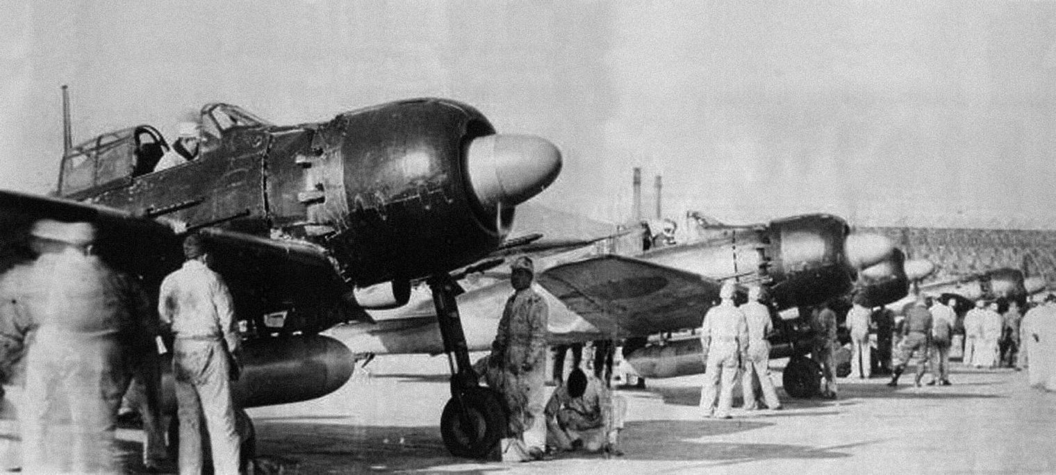 Mitsubishi Zero A6M5 Model 52c fighters preparing for flight