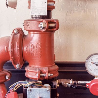 Red lipsticked plumbing